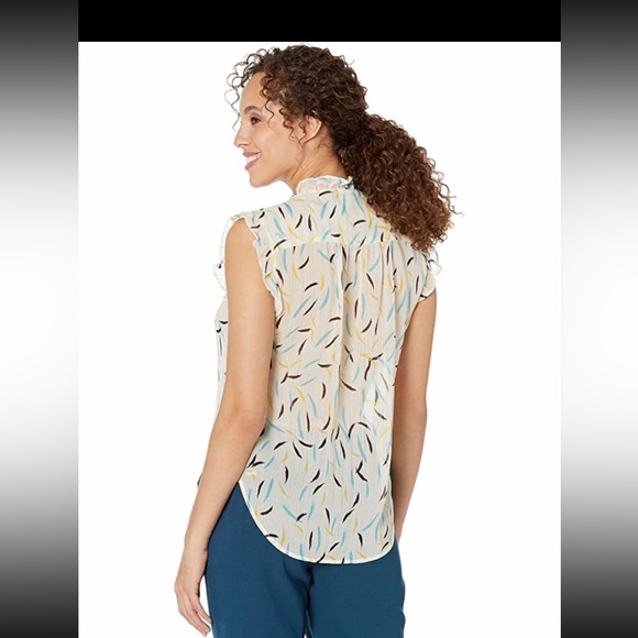 DKNY- NWT Semi Sheer Blouse with Ruffle Detailing - Picture 1 of 11